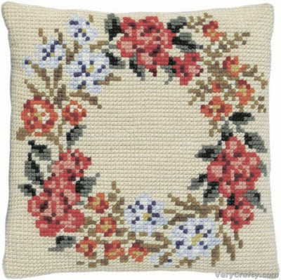 Pako Floral Garland Cross Stitch Cushion Kit