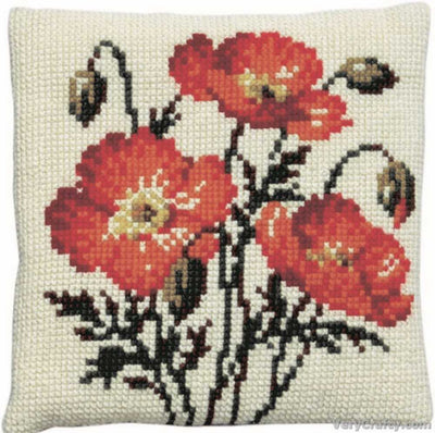 Pako Floral Poppies Cross Stitch Cushion Kit