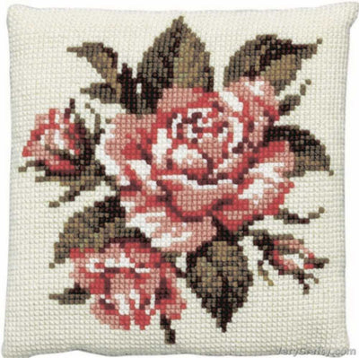 Pako Pink Roses Cross Stitch Cushion Kit