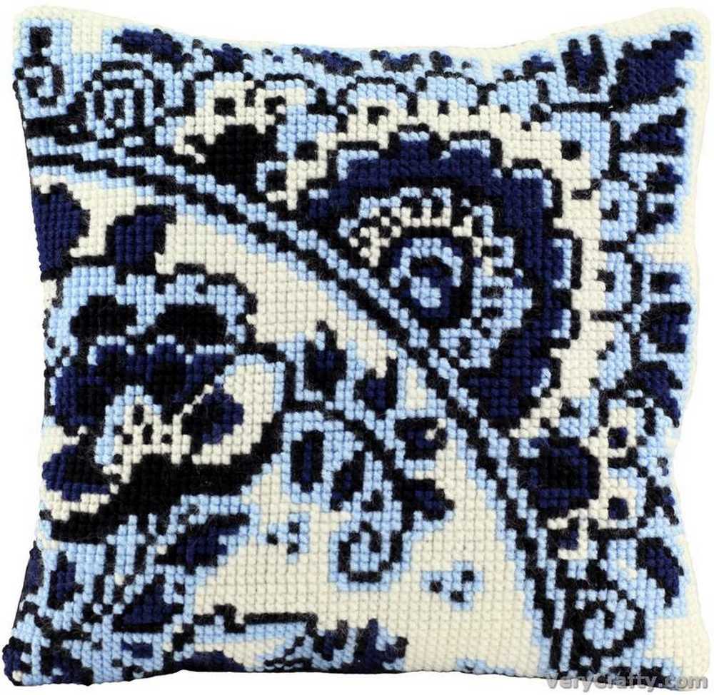 Pako Delft Blue/white Cross Stitch Cushion Kit