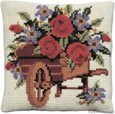 Pako Wheelbarrow Cross Stitch Cushion Kit
