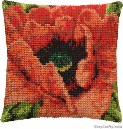 Pako Poppy Cross Stitch Cushion Kit