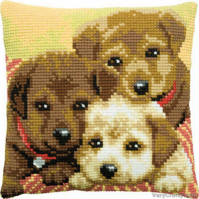 Pako 3 Pups Cross Stitch Cushion Kit