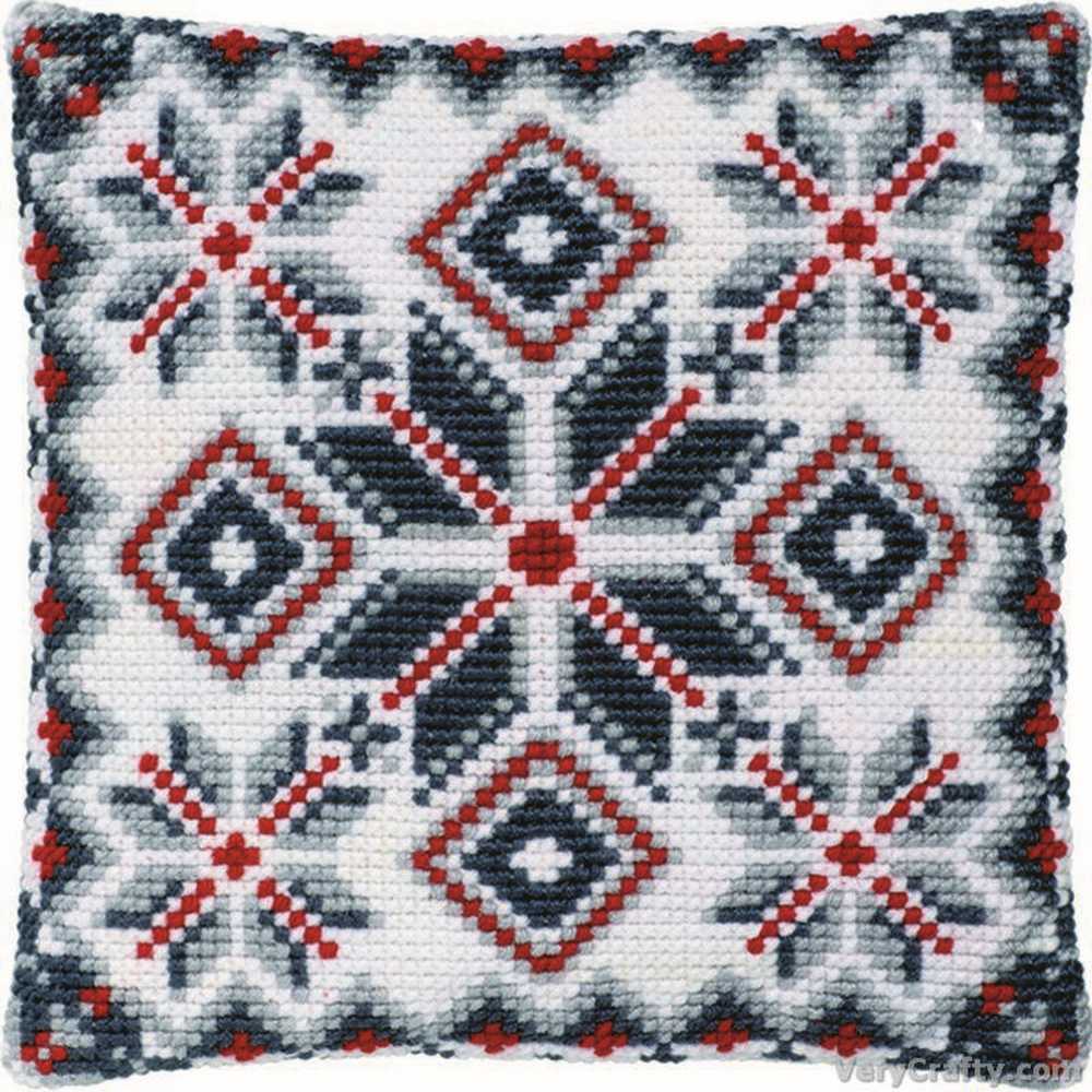 Pako Scandi Snowflake Grey Cross Stitch Cushion Kit