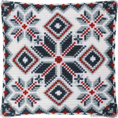 Pako Scandi Snowflake Grey Cross Stitch Cushion Kit