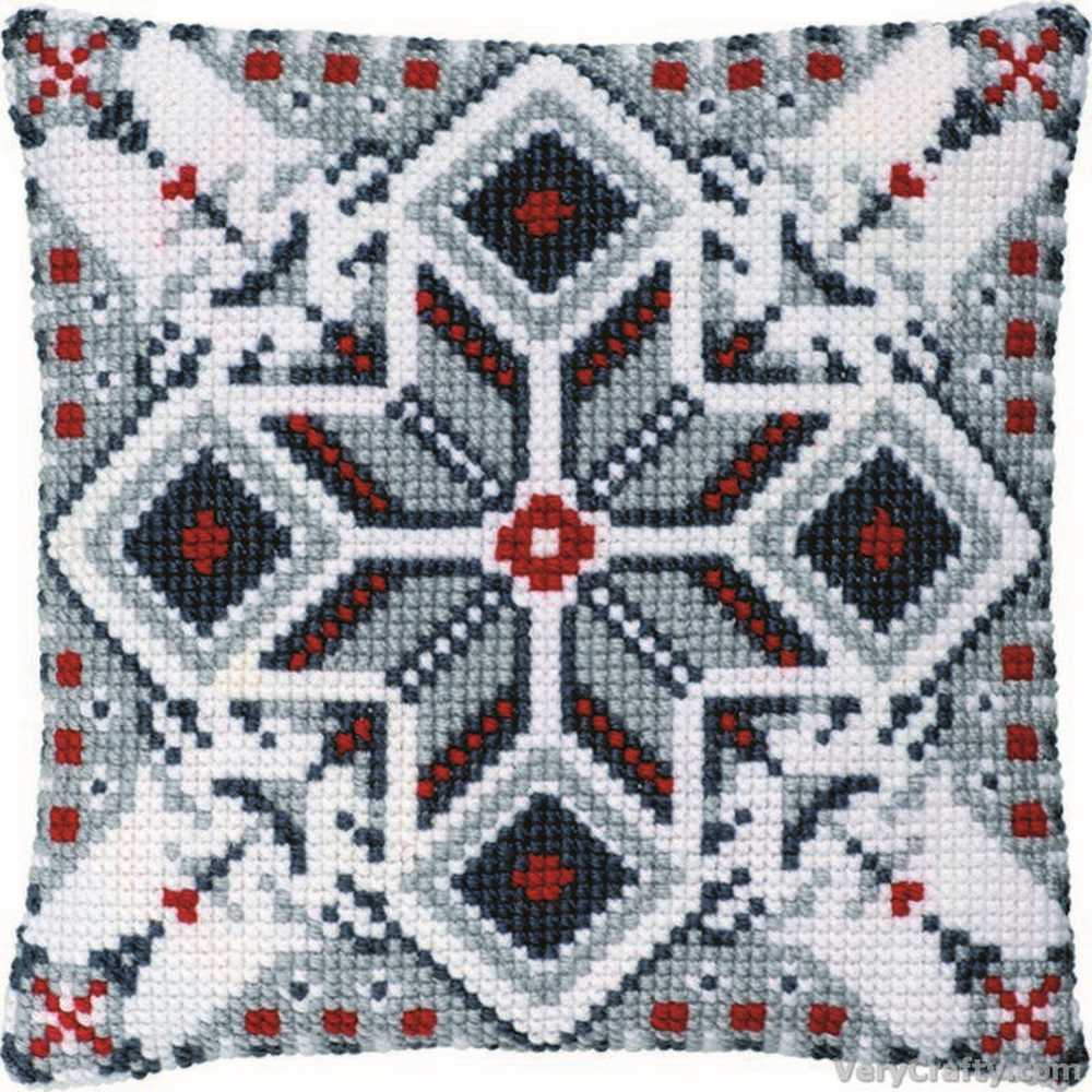 Pako Snowflake Grey Cross Stitch Cushion Kit