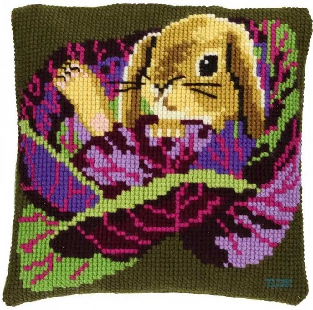 Pako Bunny in Cabbage Cross Stitch Cushion Kit