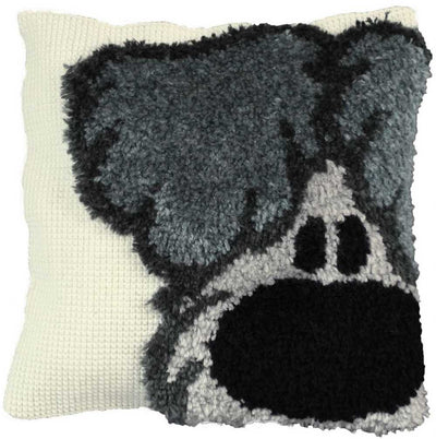 Pako Grey Puppy Latch Hook Cushion Kit