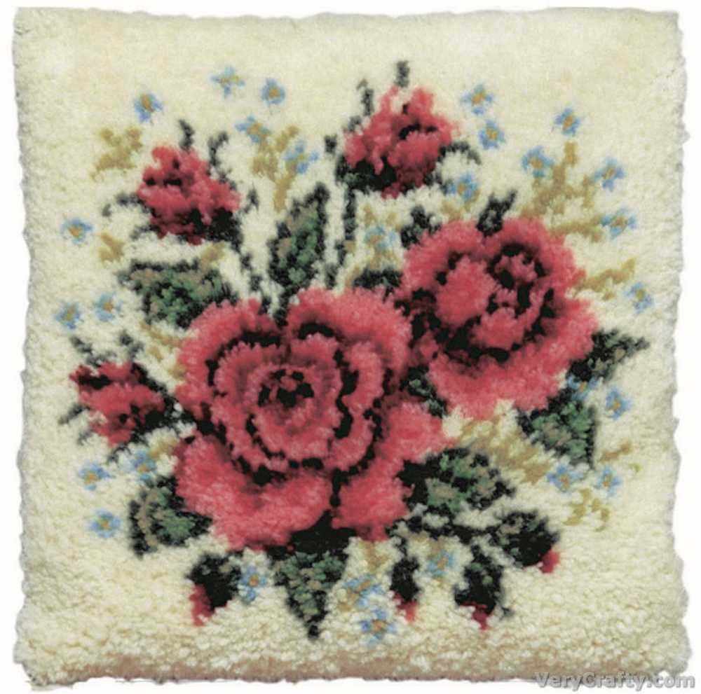 Pako Red Roses Latch Hook Cushion Kit