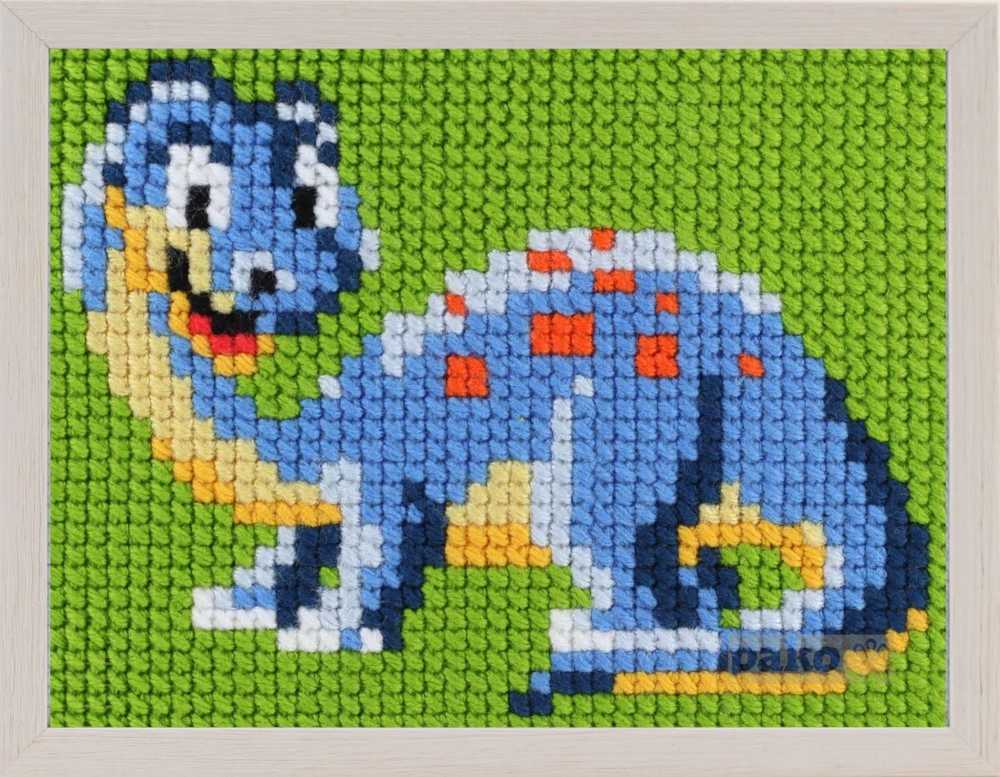 Pako Blue Dino Beginner Cross Stitch Kit