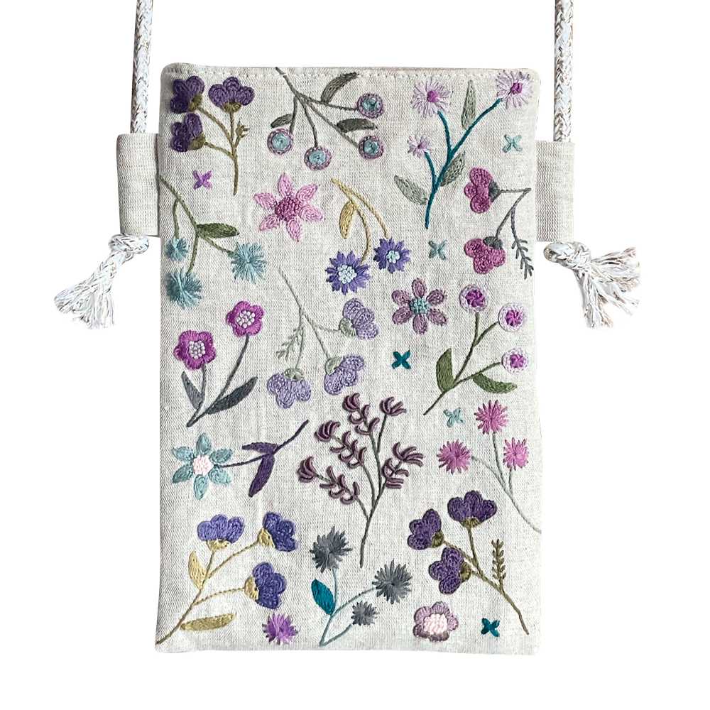 Floral Phone/Glasses Case Purple Embroidery Kit ~ Un Chat dans L'Aiguille