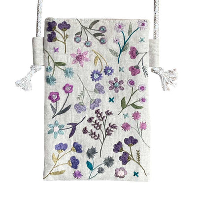 Floral Phone/Glasses Case Purple Embroidery Kit ~ Un Chat dans L'Aiguille