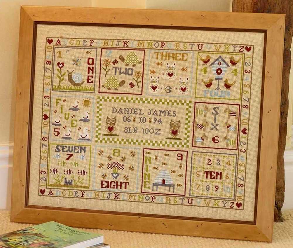 123 Count With Me BirthSampler Cross Stitch Kit Historical Sampler Co