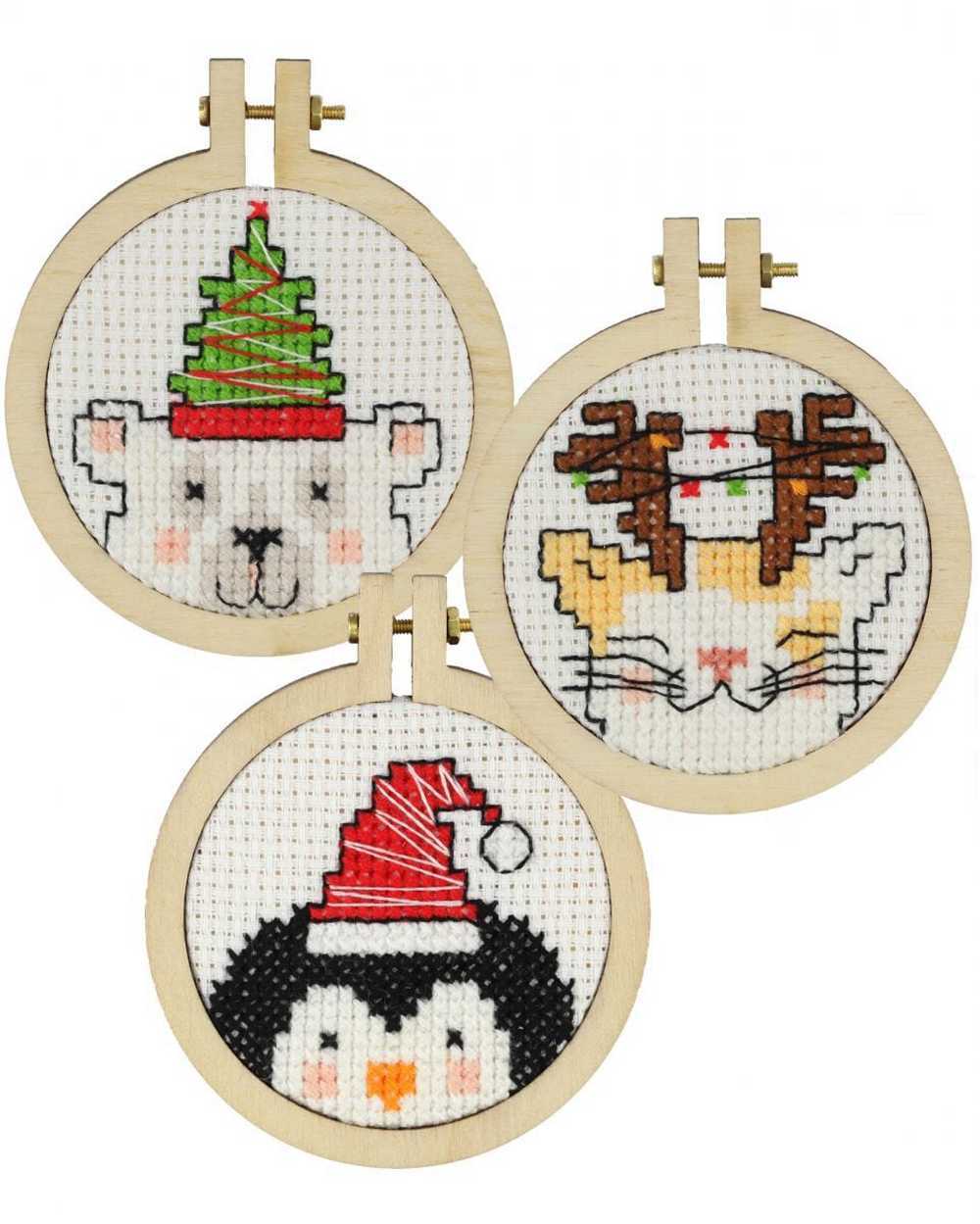 Pako Cross Stitch Set of 3 Christmas Ornament