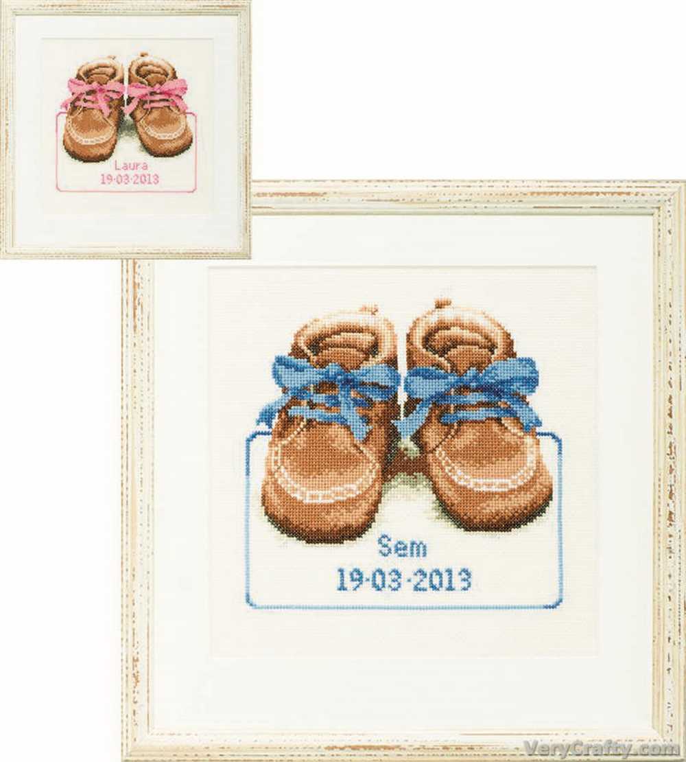 Pako Baby Shoes Birth Sampler Cross Stitch Kit