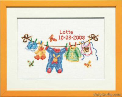 Pako Clothes Line Birth Sampler  Cross Stitch Kit