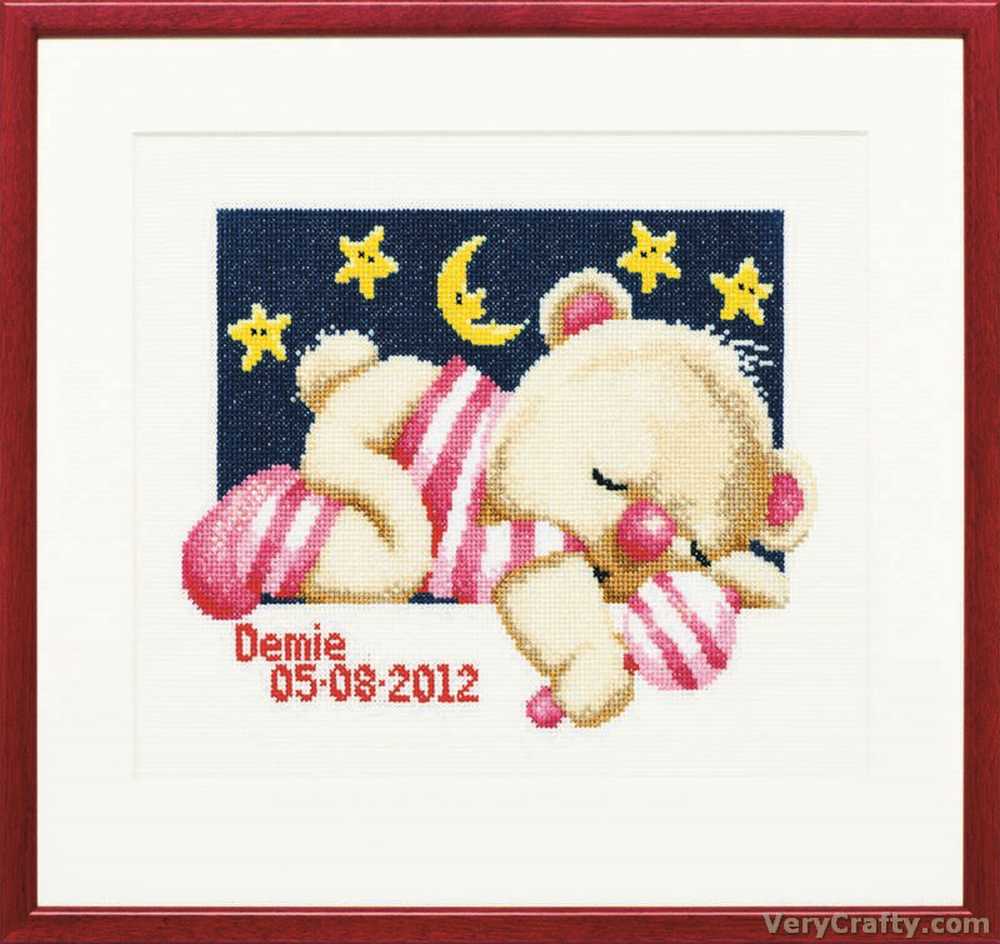 Pako Sleeping Bear Pink Cross Stitch Kit