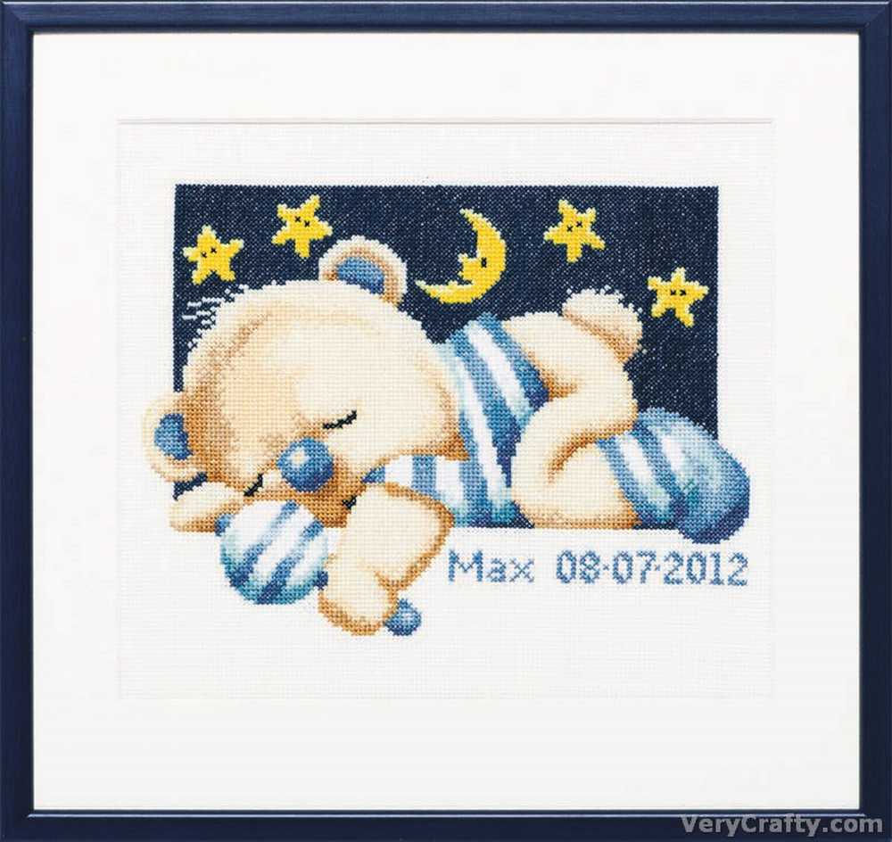 Pako Sleeping Bear Blue Cross Stitch Kit