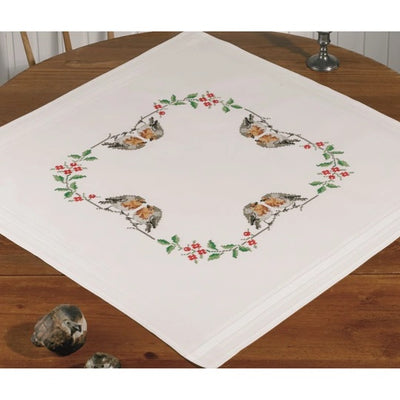Robin and Holly Tablecloth Cross Stitch Kit - Permin
