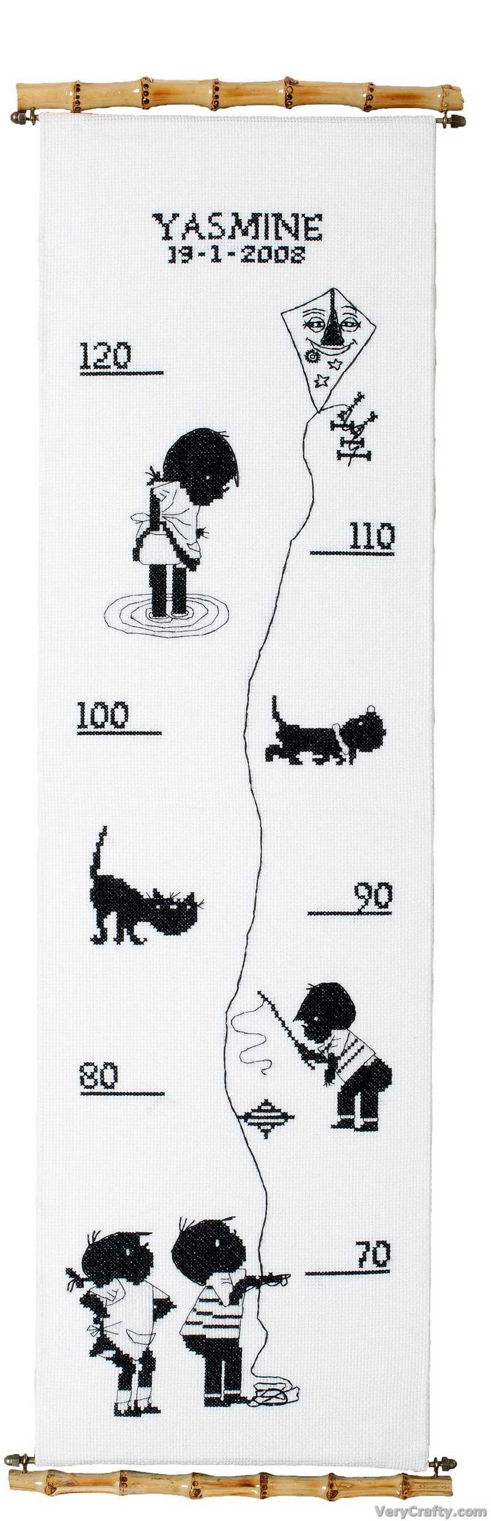 Pako Black And White Kids Height Chart Cross Stitch Kit