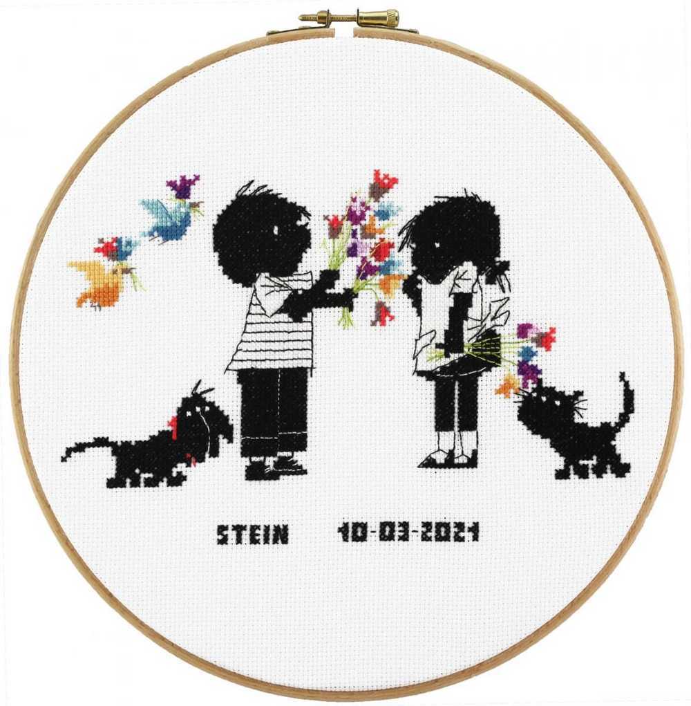 Pako -Black and White Kids, Dog and Cat  Cross Stitch Kit