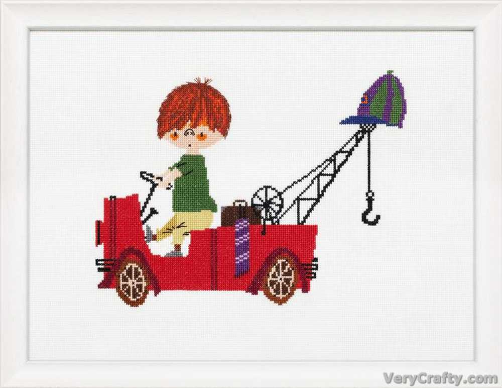 Pako -kids Red Tow Truck Cross Stitch Kit