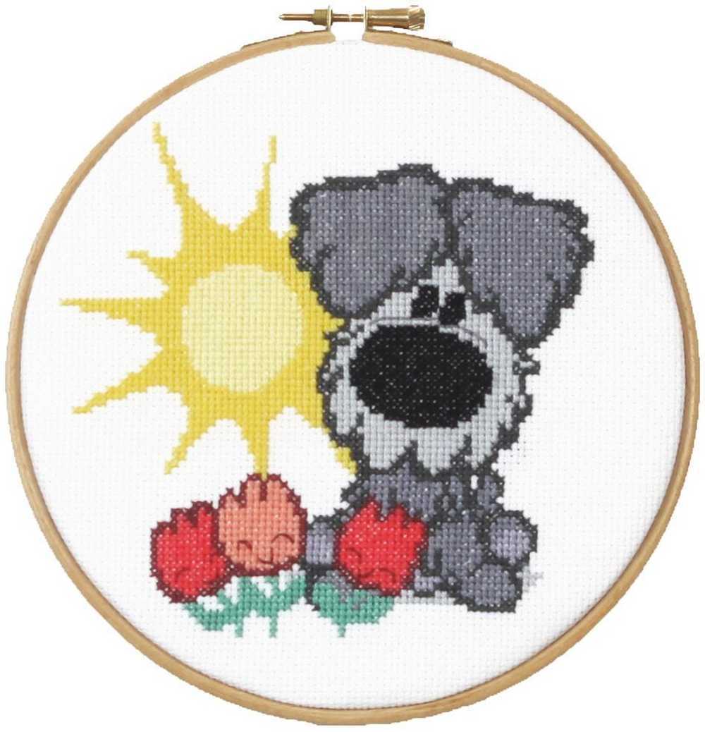 Pako -Dog and Flowers Cross Stitch Kit