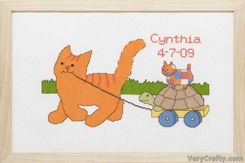 Pako Birth Sampler Cat & Pullalong Toy Cross Stitch Kit