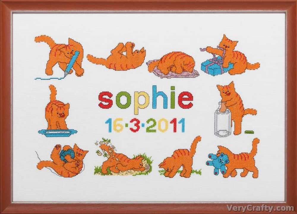 Pako Playing Kittens Birth Sampler Cross Stitch Kit