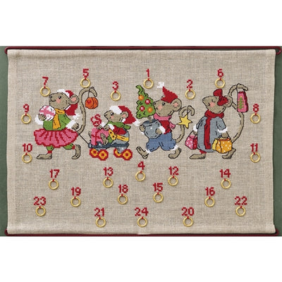 Parade of Mice Advent Cross Stitch Kit ~ Permin