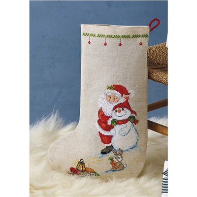 Santa Claus & Snowman Stocking Cross Stitch Kit ~ Permin