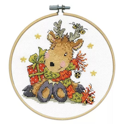 Reindeer with Hoop Cross Stitch Kit - Design Works