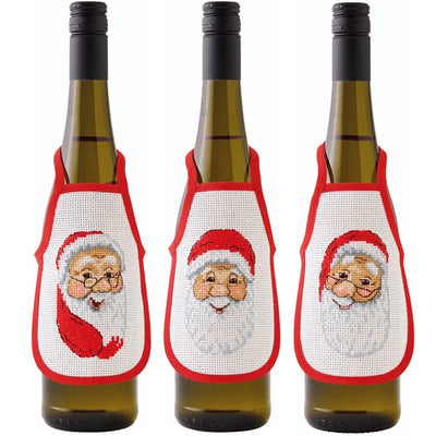 Santa Claus Wine Aprons Cross Stitch Kit - Permin