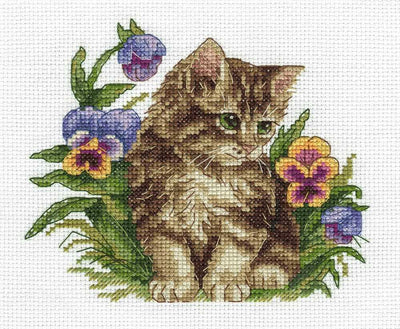Kitten in Flowers Cross Stitch Kit ~ PANNA