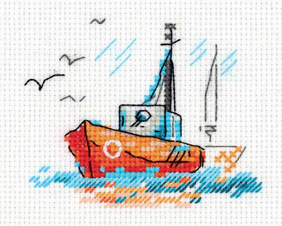 Fishing Boat Cross Stitch Kit ~ PANNA