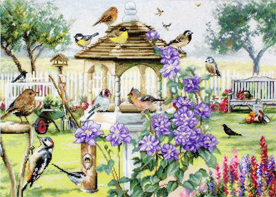 Bird Table Cross Stitch Kit - Letitstitch