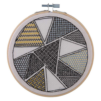 Geometric Triangles Blackwork Embroidery Kit Anchor