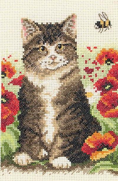 Cat and Bee Anchor Cross Stitch Kit