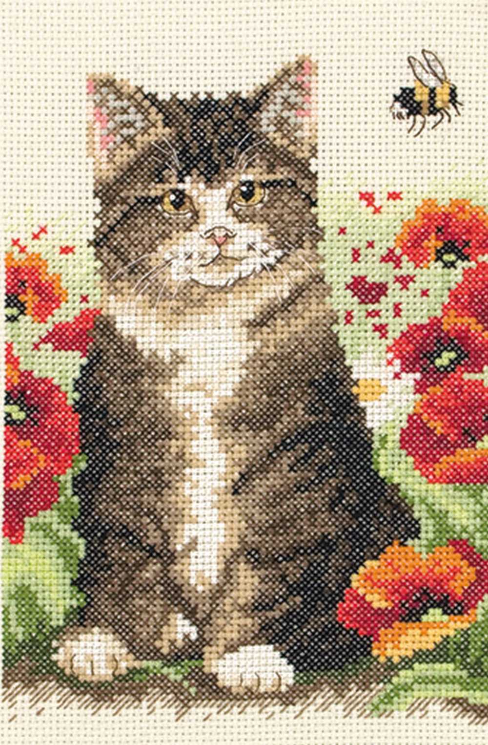 Cat and Bee Anchor Cross Stitch Kit