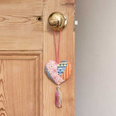 Hanging Decoration Patchwork Heart Pink - Anchor Cross Stitch Kit