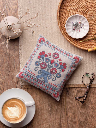 Floral Cushion Linen Threads - Anchor Cross Stitch Kit