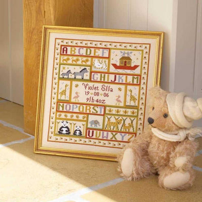 Animal Patchwork Birth Sampler Cross Stitch Kit Historical Sampler Co