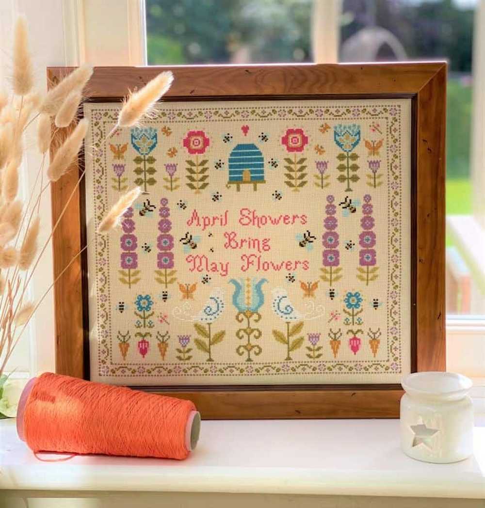 April Showers Cross Stitch Kit Historical Sampler Co