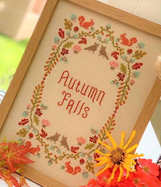 Autumn Falls Cross Stitch Kit Historical Sampler Co