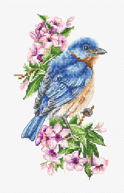 Blue Bird on a Branch Cross Stitch Kit - Luca S