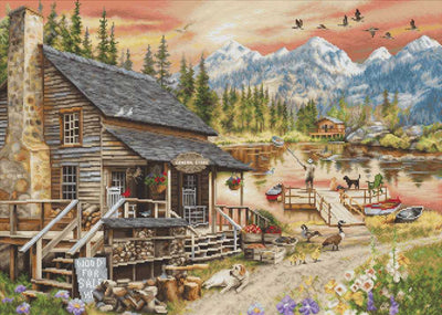 Log Cabin General Store ~Cross Stitch Kit ~ Luca S