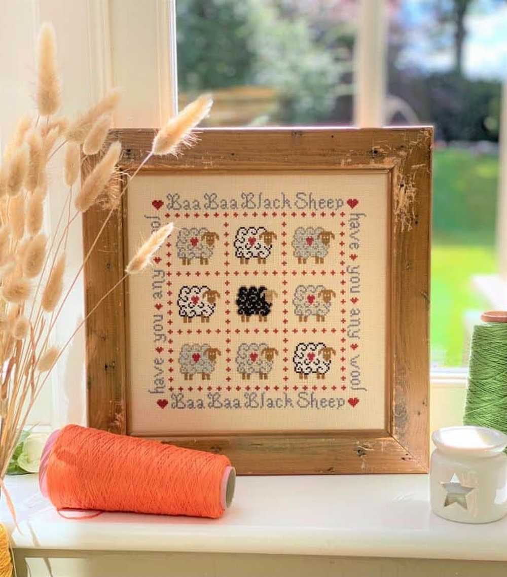 Baa Baa Black Sheep Birth sampler Cross Stitch Kit Historical Sampler Co