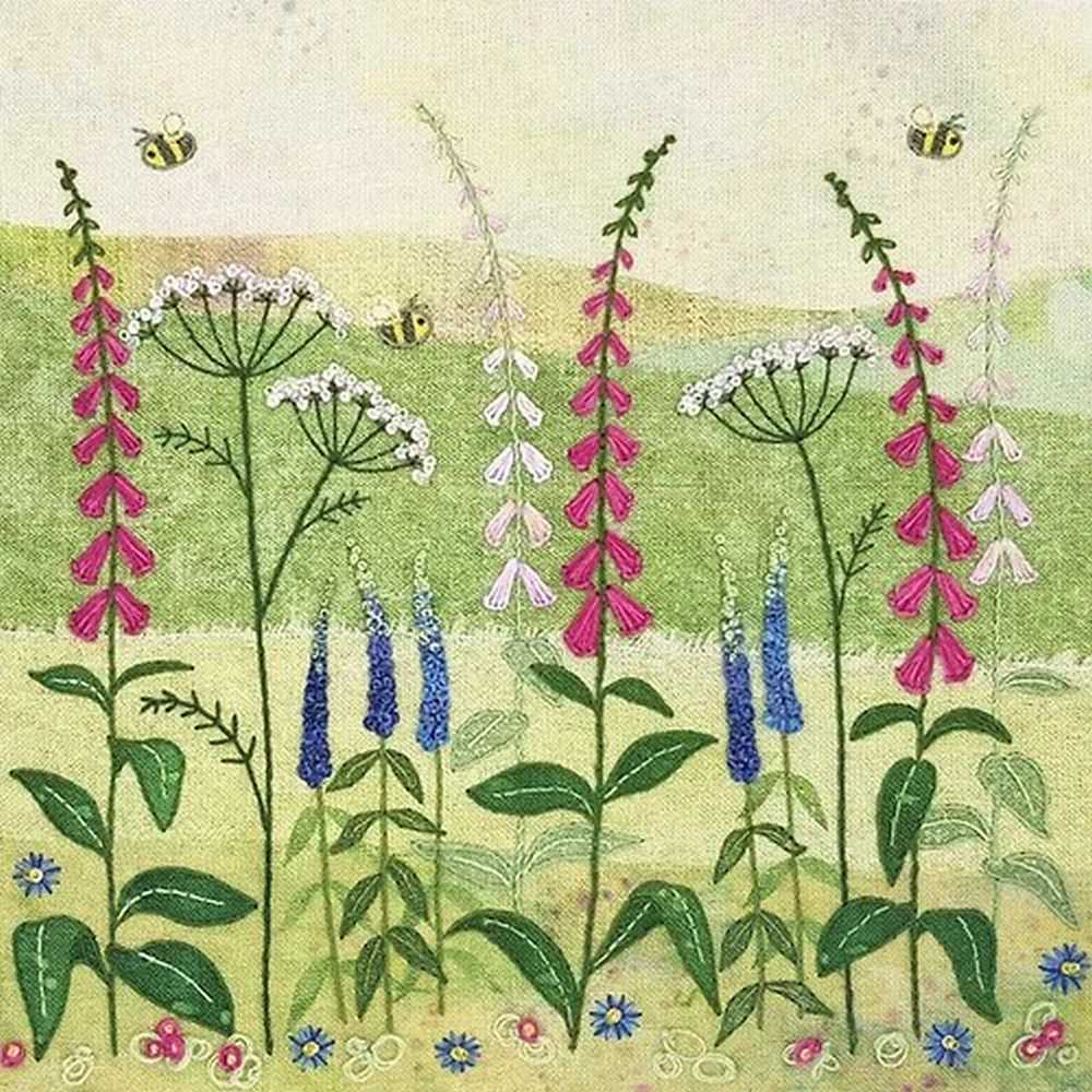 Beaks and Bobbins Foxgloves Textile Art Embroidery  Kit