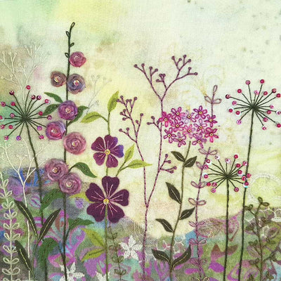 Beaks and Bobbins Purple Garden Textile Art Embroidery Kit
