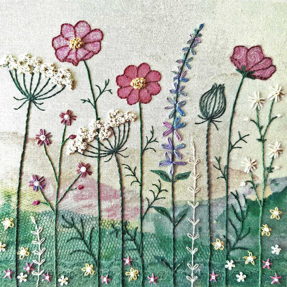 Beaks and Bobbins Summer Hedgerow Textile Art Embroidery  Kit